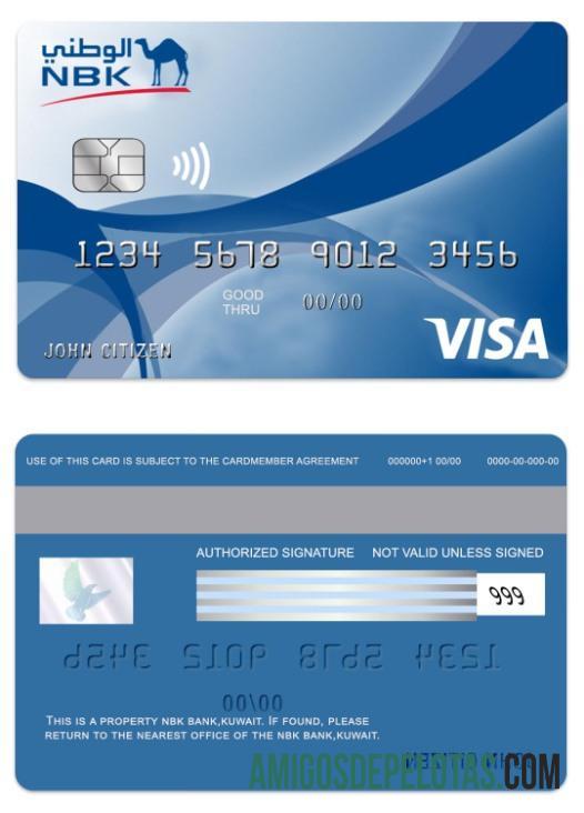 Kuwait NBK Bank Visa Classic Credit Card download for verification